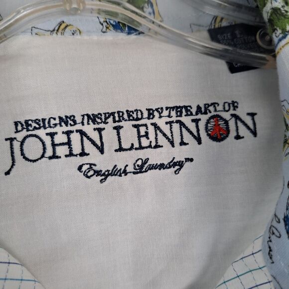 John Lennon English Laundry Shirt Mens L Button Long Sleeve Flip Cuff Inspired - Picture 5 of 14